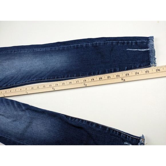KanCan High Rise Skinny Stretch Jeans Womens Distress Hem Sz 25 Button Dark Wash - Picture 7 of 10